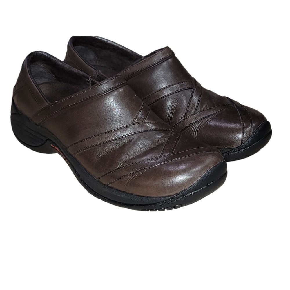 Merrell Encore Eclipse Women's 8.5 Brown Leather Slip On‎ Loafers Clogs Comfort